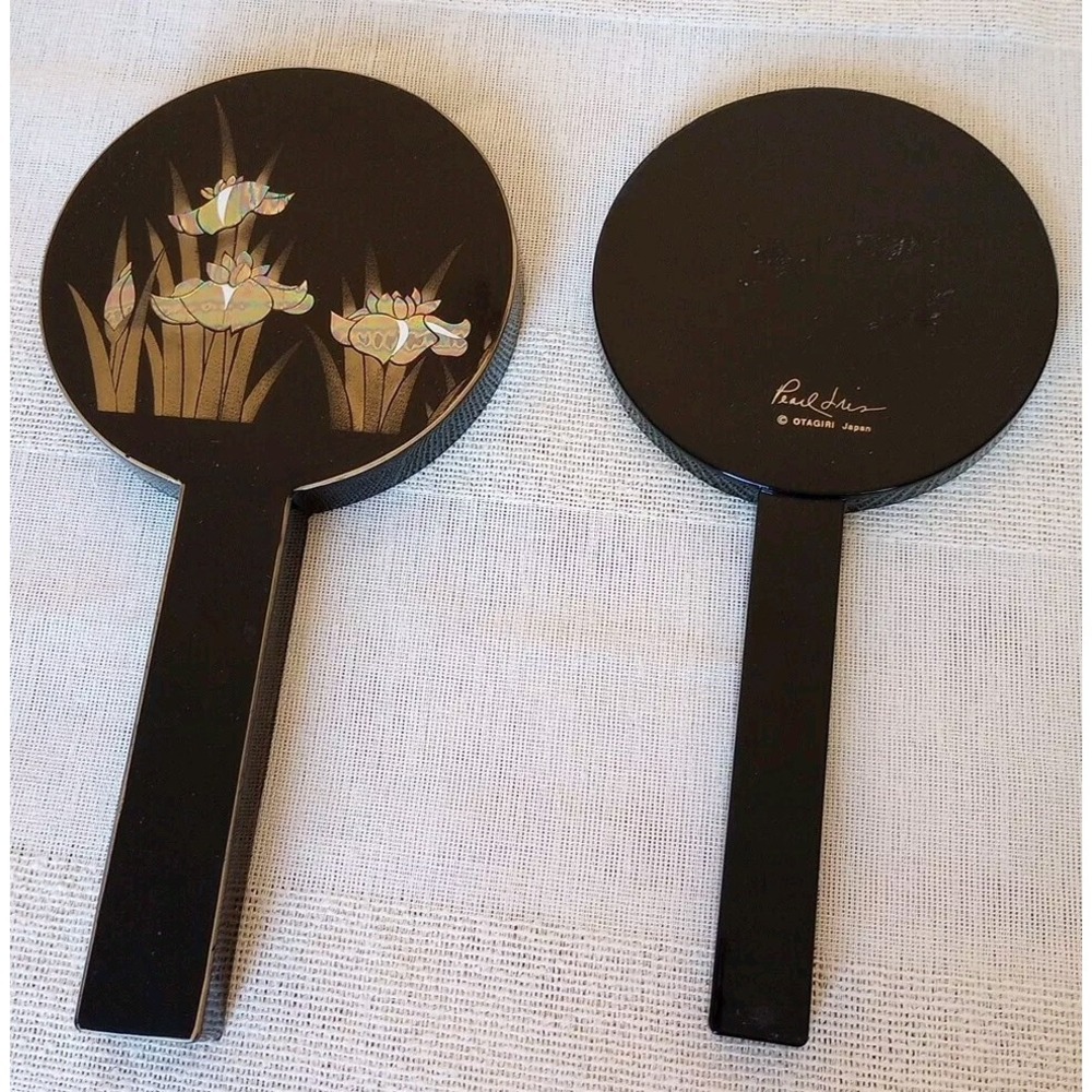VTG Otagiri Double Nesting Mirrors Black W/ Pearl Iris Lacquerware Japan